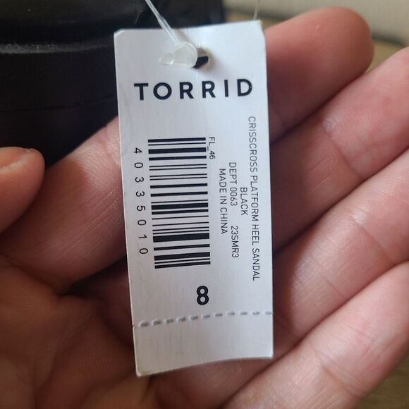 TORRID black Crisscross Platform Heel Sandal NWT size 8WW - Picture 5 of 6
